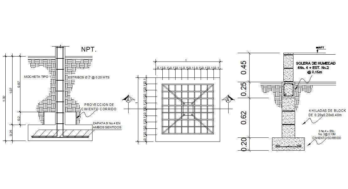 Rcc Footing Design Autocad Drawing Download Autocad Drawing Concrete