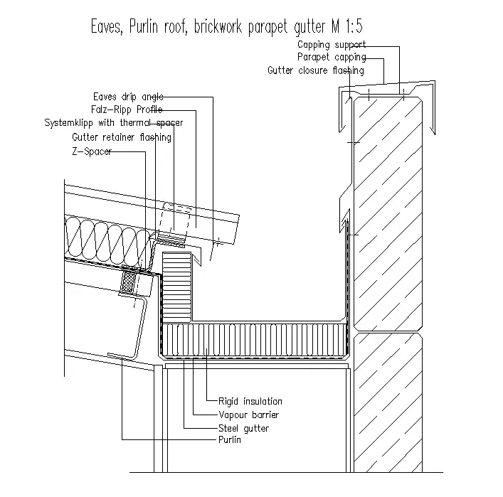 Drain Roof With Rigid insulation Section CAD Drawing Free Download DWG ...