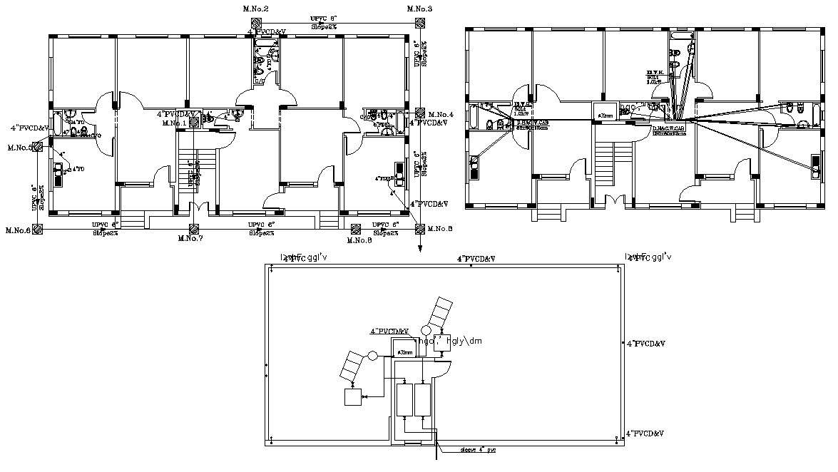 Drainage And Plumbing Line Plan Of Apartment Design - Cadbull