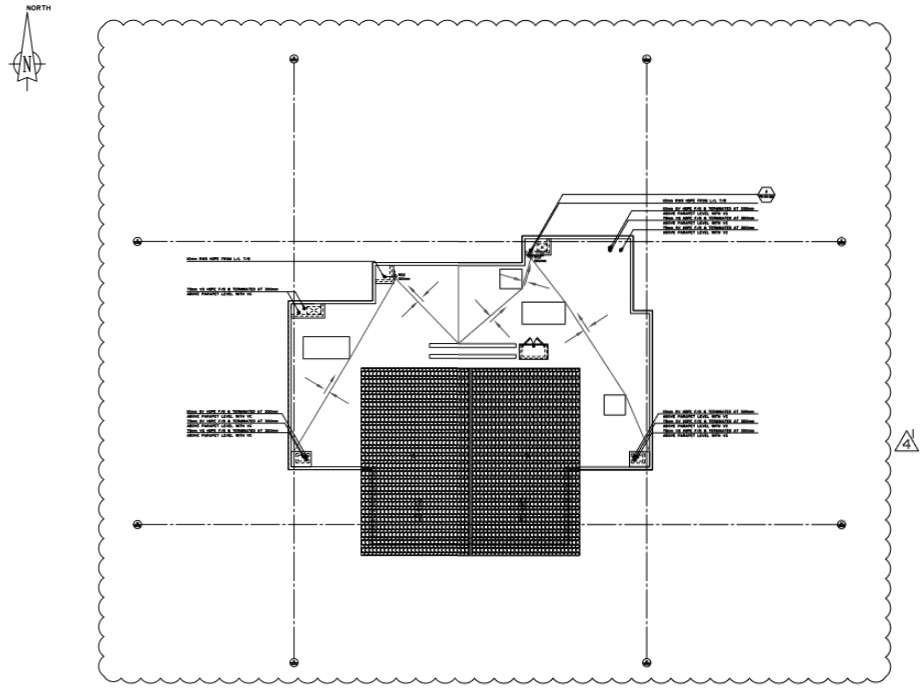 Drainage system detail in roof plan. - Cadbull