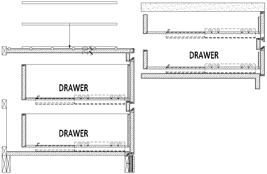 Drawer design detailed plan and section DWG AutoCAD drawing - Cadbull