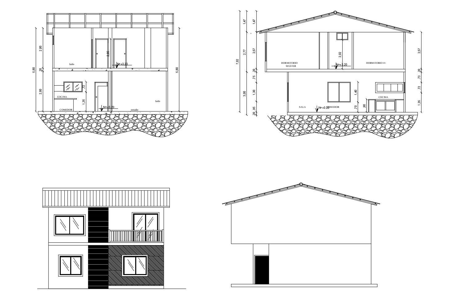 Drawing Of 2 Storey House With Elevation Details In Autocad Cadbull