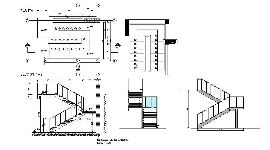 Stair Section Plan In Autocad File Cadbull