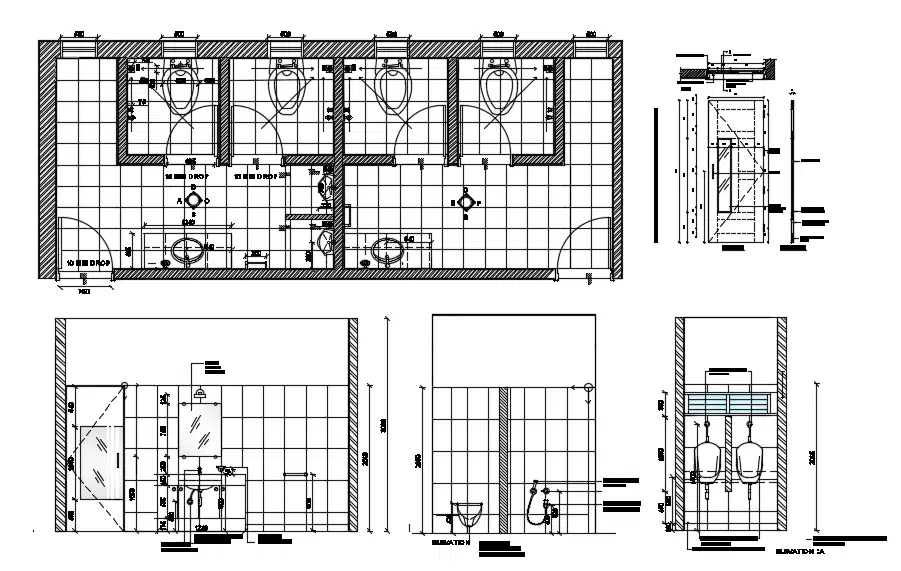 Bathroom Plan CAD Drawing - Cadbull