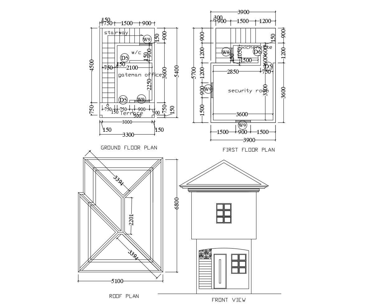 Download Free Gate House Design In AutoCAD File Cadbull