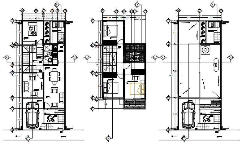 Drawing of house plan 6.00mtr x 15.00mtr with furniture details in ...