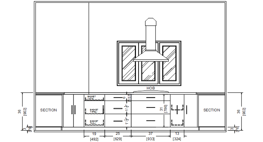 Kitchen Cabinet Section Detail Drawing In AutoCAD File - Cadbull