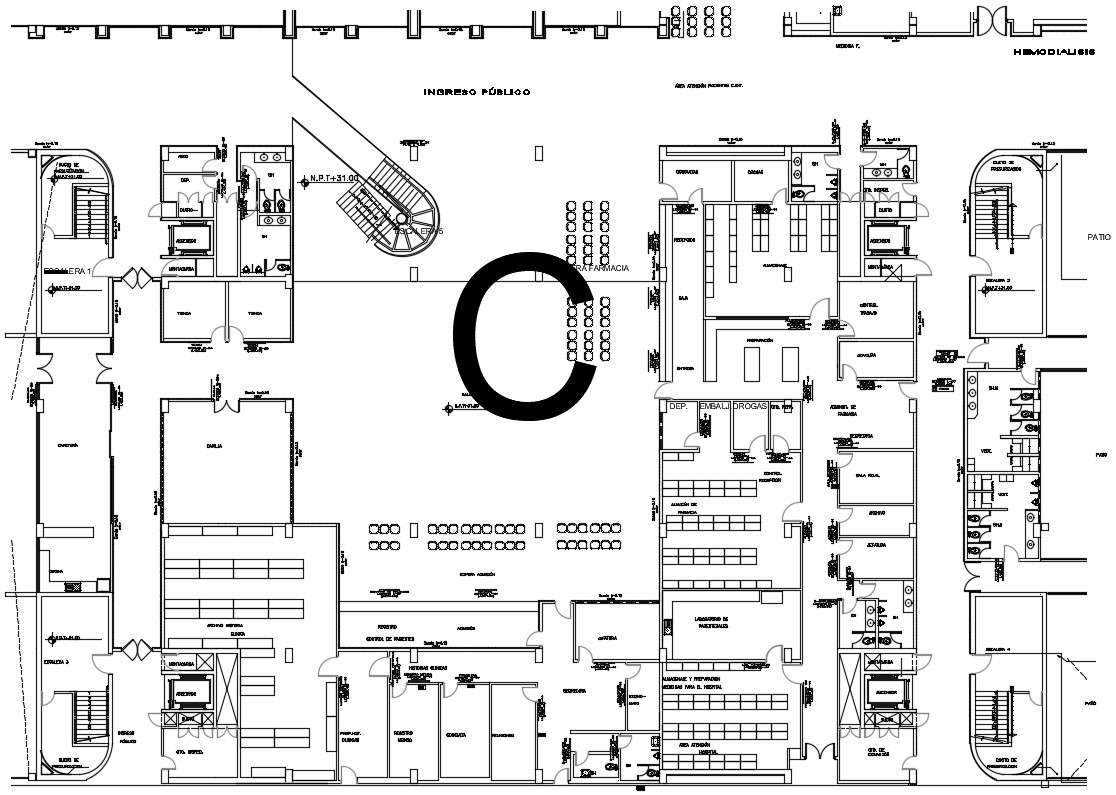 Drawing of the hospital in dwg file - Cadbull