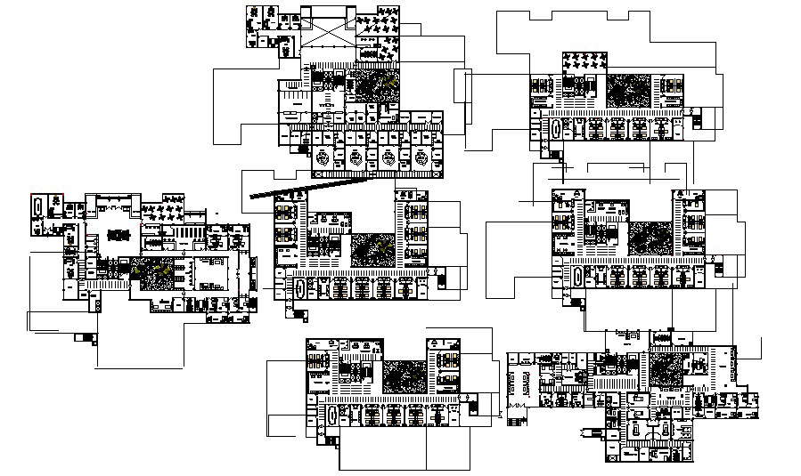 Drawing of the multistorey hospital with different elevation in dwg ...