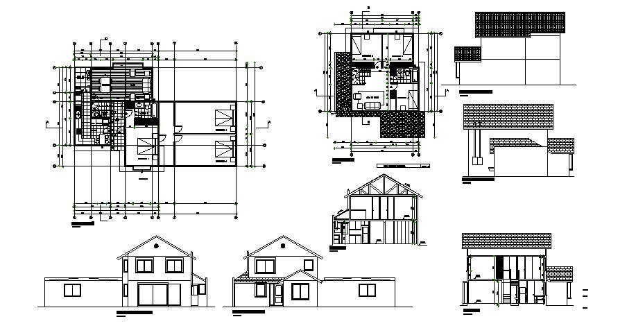 Drawing of the single family house with furniture detail in dwg file ...