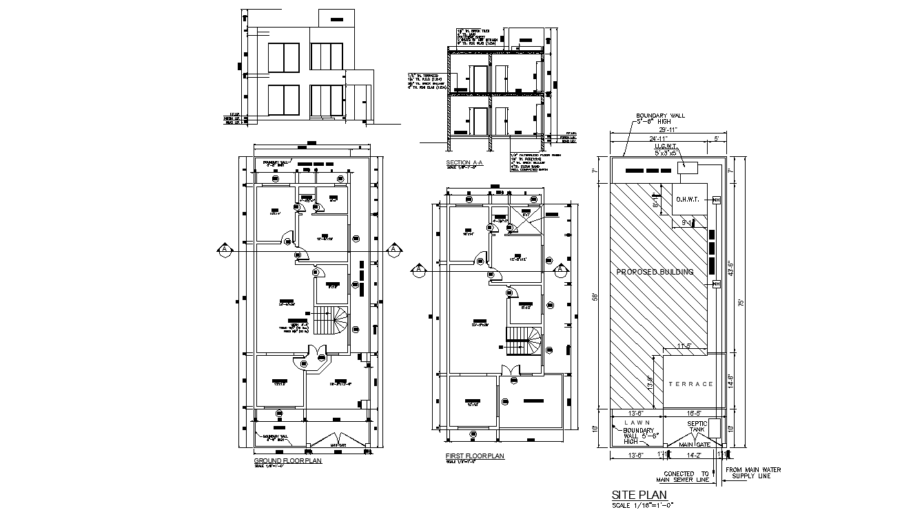 Drawing File Of The G 1 House Plan Drawing Layout With Section Elevation And Site Location Plan Download Dwg File Cadbull