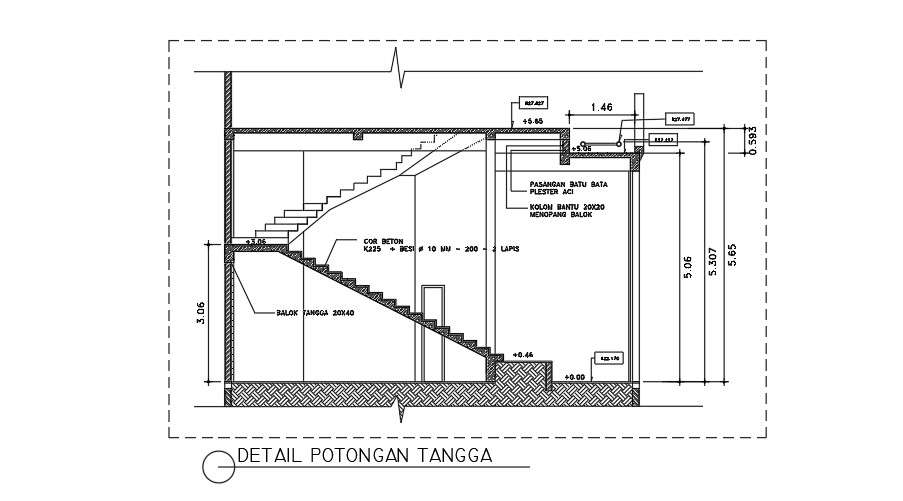 Drawing of DETAILS OF STAIR CUT - Cadbull