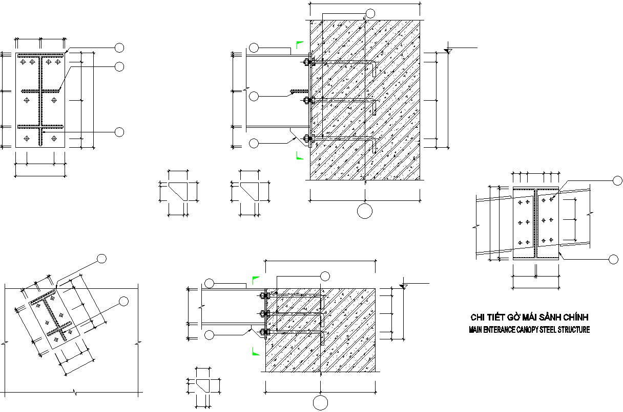 Drawing Of Main Entrance Canopy Steel Structure Cadbull