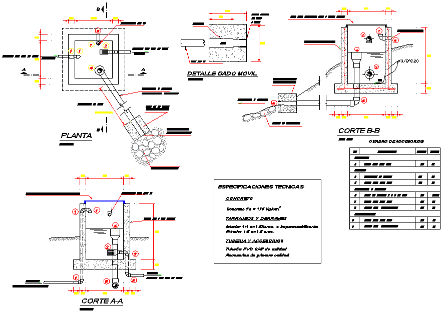 Drinking water plan and section layout file - Cadbull