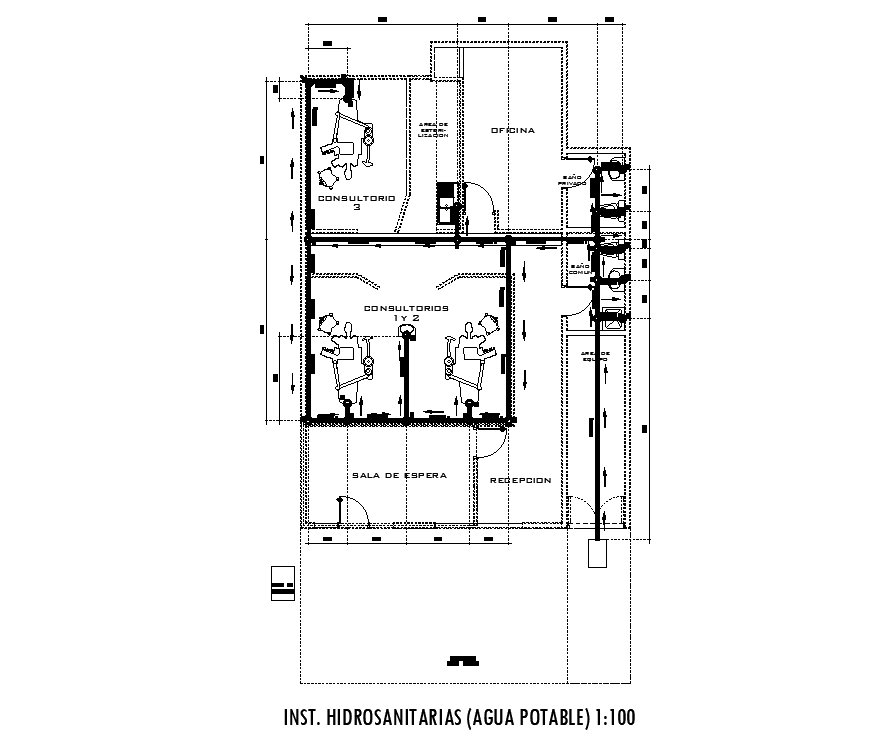 Drinking water installation of 8x13m hospital plan is given in this ...