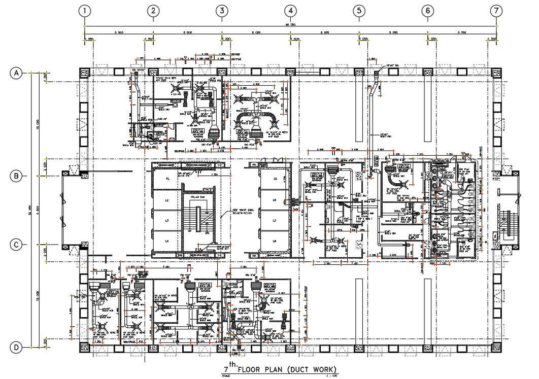 Duct work details of hospital building is given in this2D Autocad DWG ...