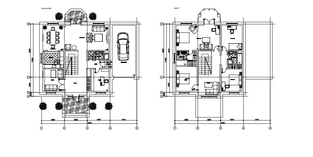 Duplex House Floor Plan In DWG File - Cadbull