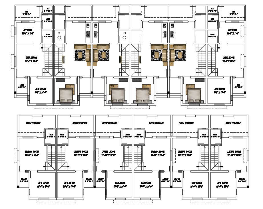 Duplex House Plans In AutoCAD File - Cadbull