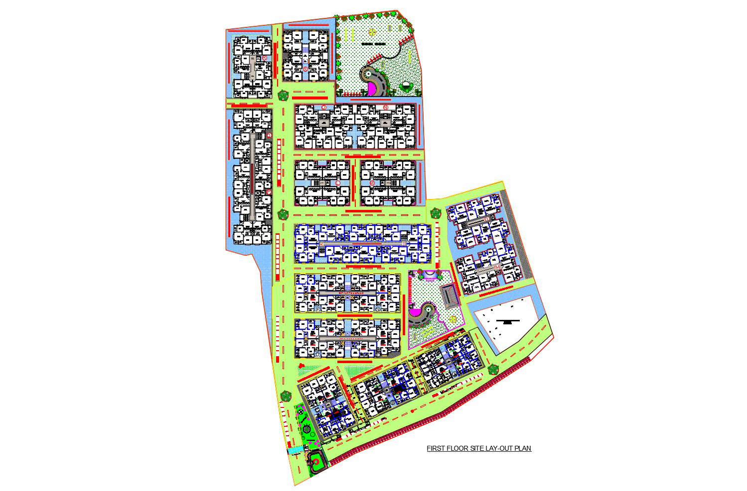 Dwg file of Site layout plan of a residential apartment - Cadbull