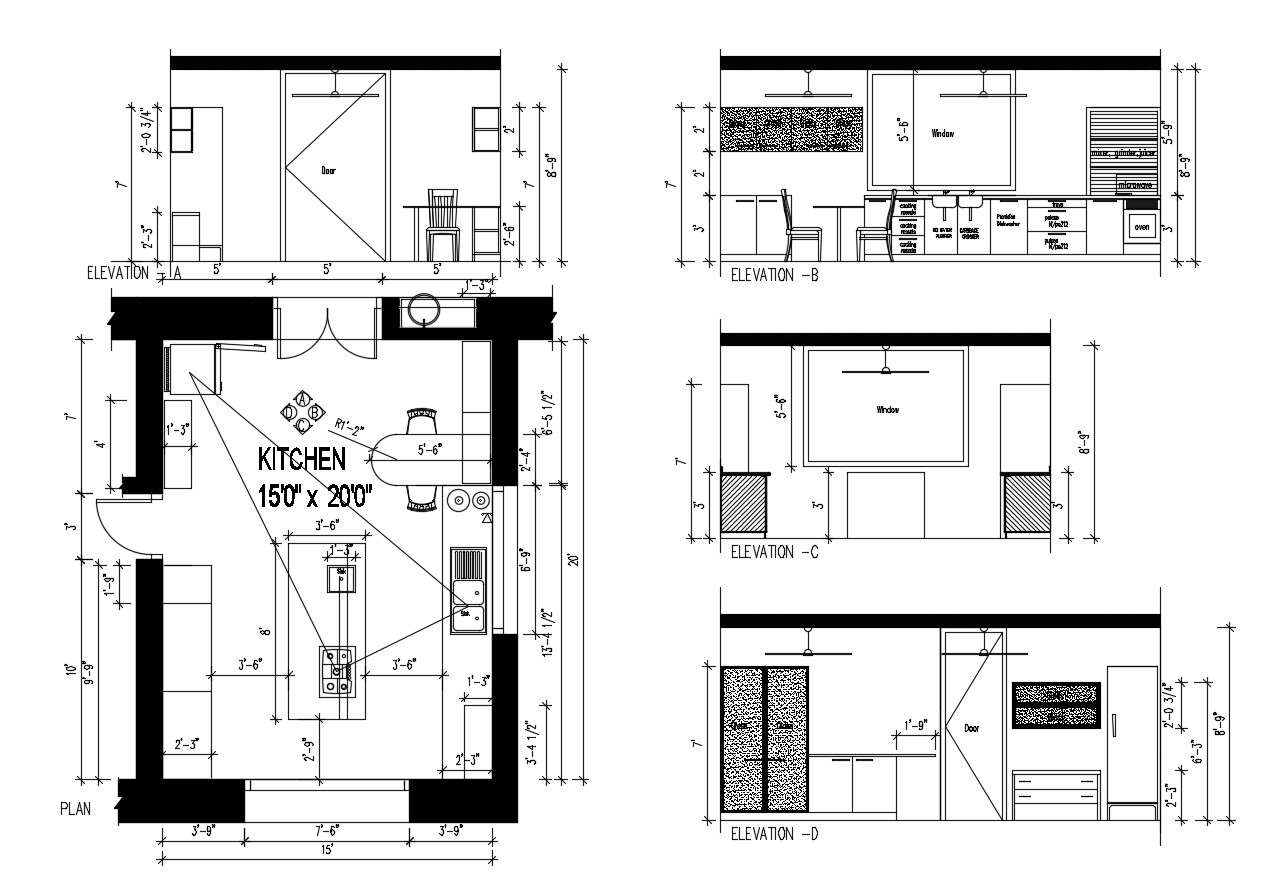 блоки кухонной мебели autocad