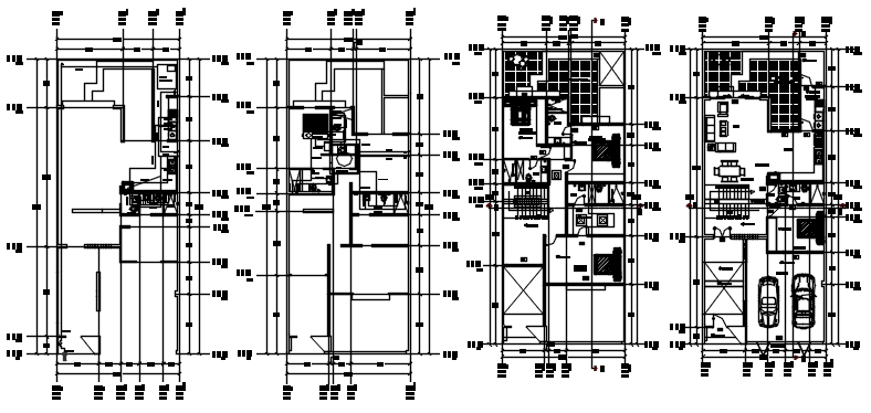 Dwg file of house 10.00mtr x 24.00mtr with detail dimension - Cadbull