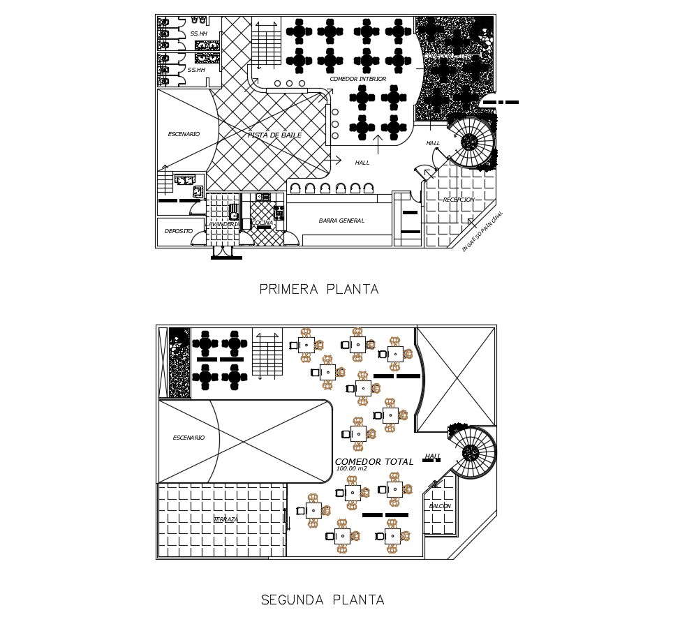 Dwg file of restaurant - Cadbull