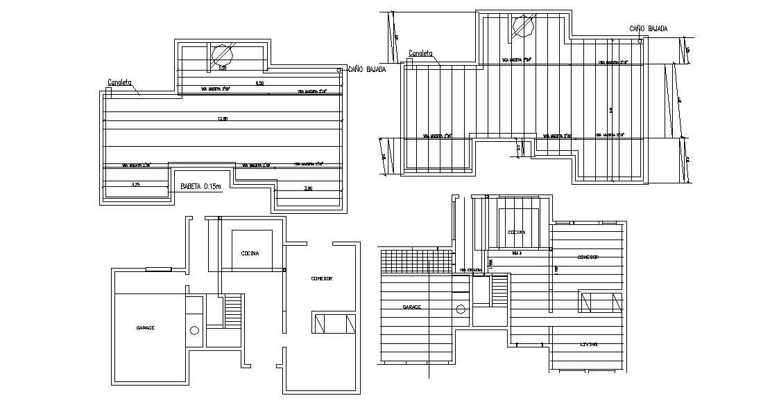 Dwg file of rooftop layout of residential bungalow - Cadbull