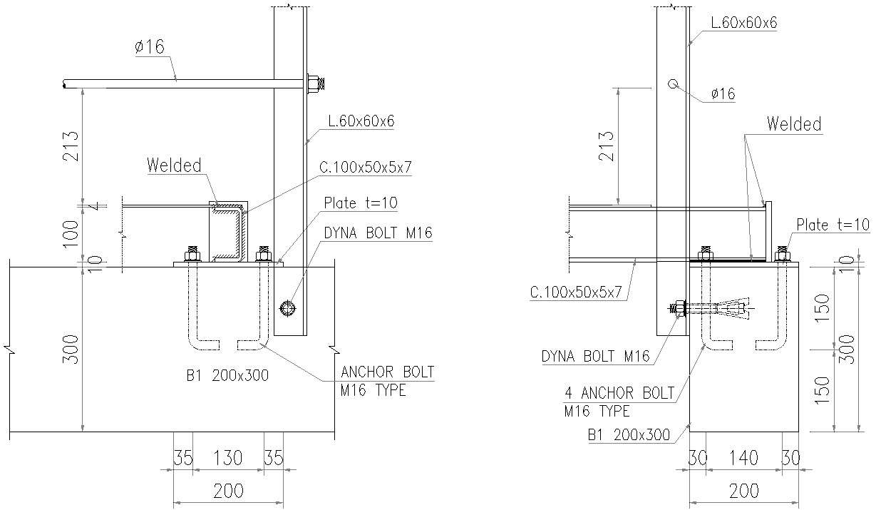 Dyna bolt and Anchor bolt details in AutoCAD, dwg file. Cadbull