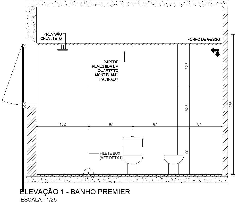 ELEVATION 1 of the PREMIER BATHROOM design is given in AutoCAD 2D ...