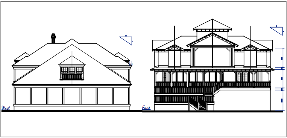 East And West Elevation Details With Dimension Details Dwg Files - Cadbull