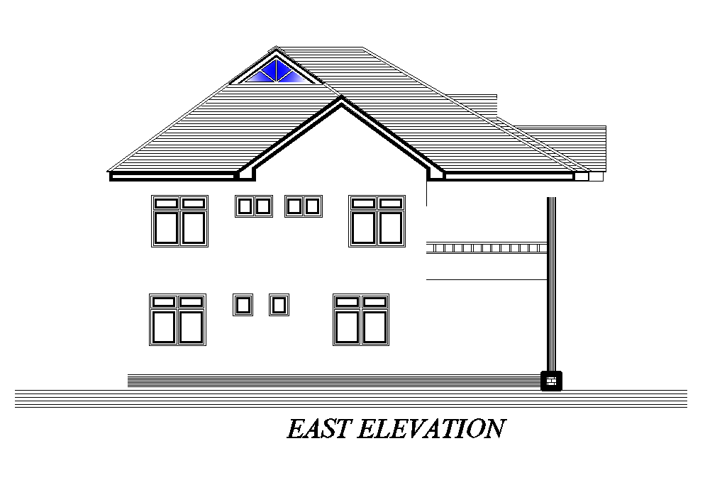 East Side Elevation Of 18x14m First Floor House Plan Is Given In This Autocad Drawing File