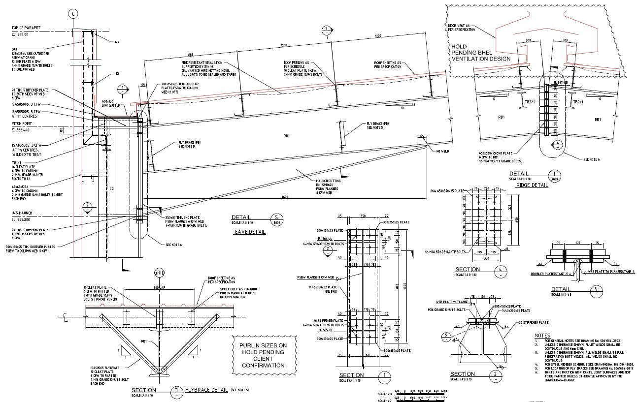 Eaves Gutter And Flybrace Design PDF File - Cadbull