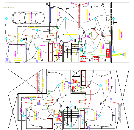 Electric Installation, Single Family 2 Flooring Bungalow Design dwg ...