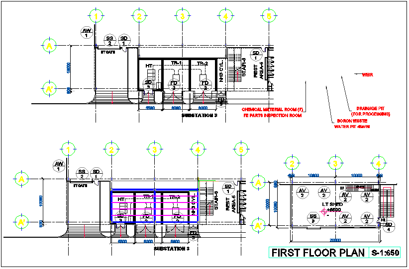 Electric generator room view with floor and roof plan dwg file Cadbull