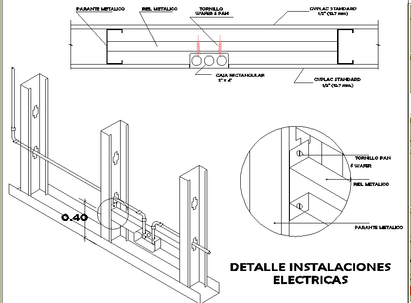 Electric installation detail drawing. - Cadbull