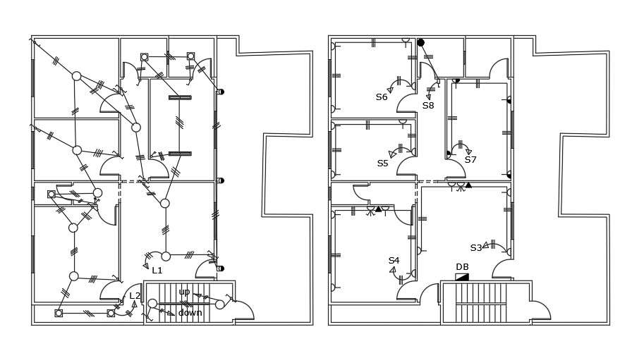 Electric Plan Of Ground Floor And First Floor AutoCAD File - Cadbull