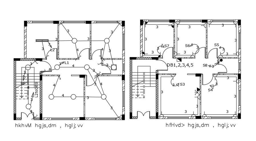 Electric Plan Of Ground Floor And First Floor Layout File - Cadbull