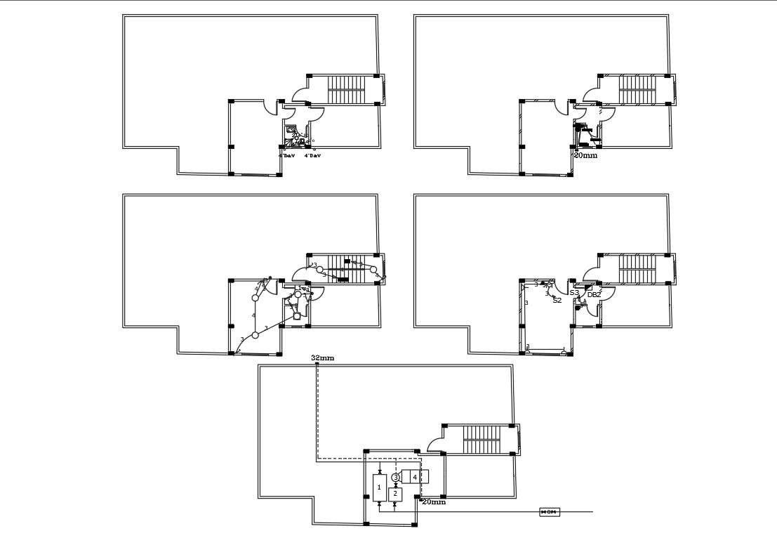 Electrical And Plumbing Layout Plan Free CAD File Cadbull