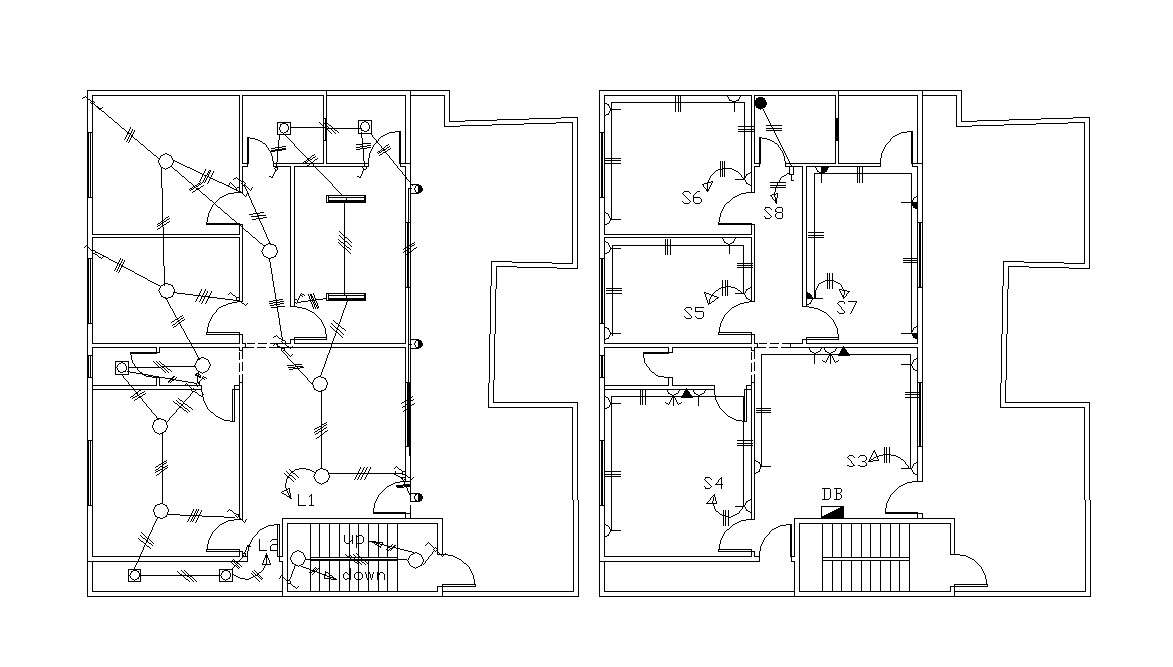 Electrical Layout Plan Of 2 Bhk House Project Dwg - Cadbull