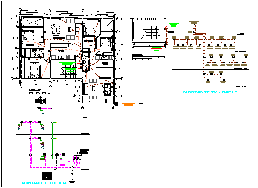 Electrical diagram and plan layout detail view dwg file - Cadbull