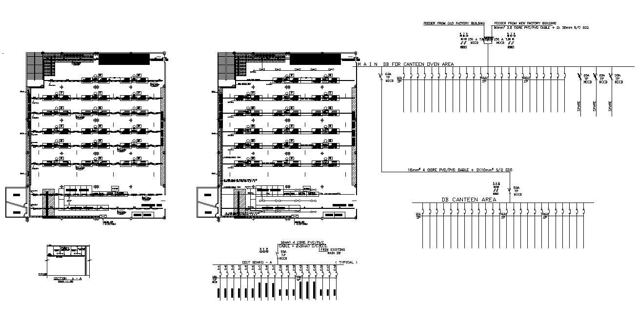 Electrical installation Cafe building plan and section layout autocad ...