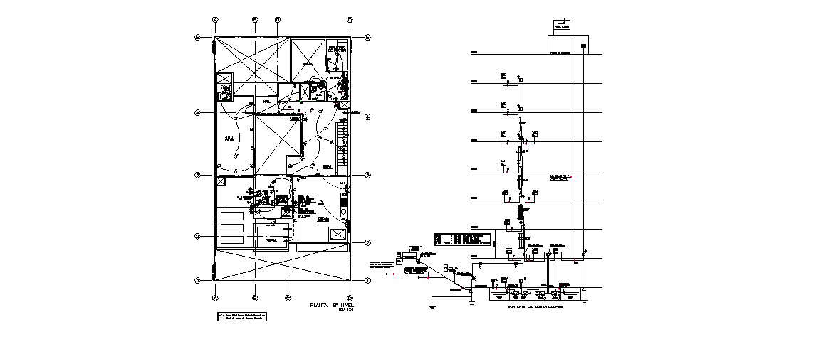 Electrical installation and diagram details for apartment flats dwg