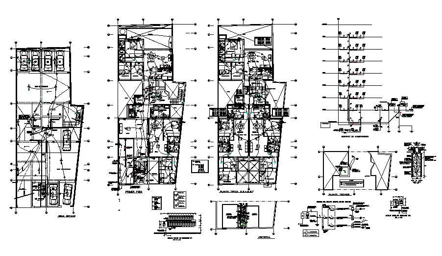 Electrical installation and floor plan details of apartment building ...