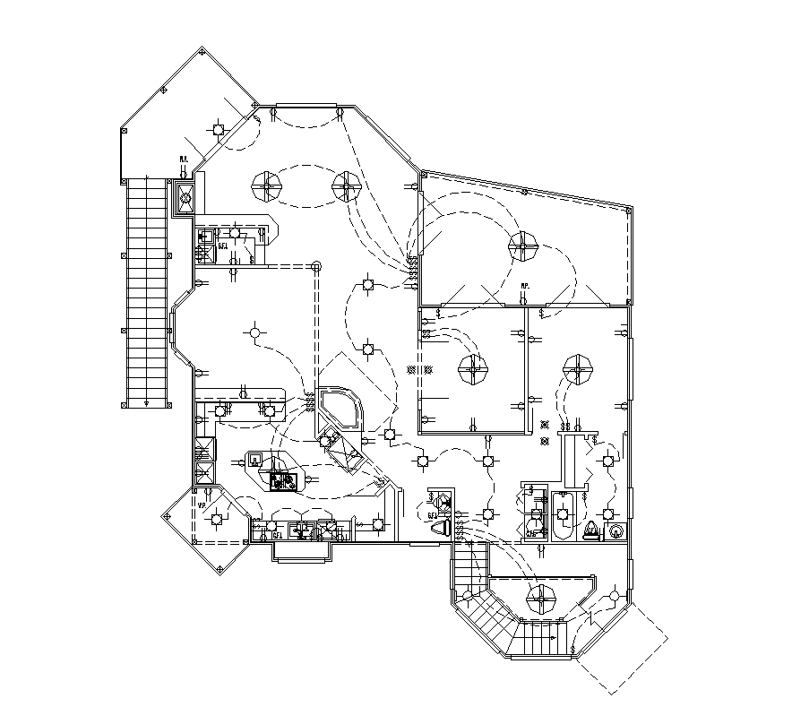 Electrical installation detail plan 2d view layout file - Cadbull