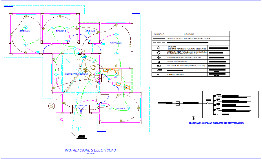 Electrical installation plan of office dwg file - Cadbull