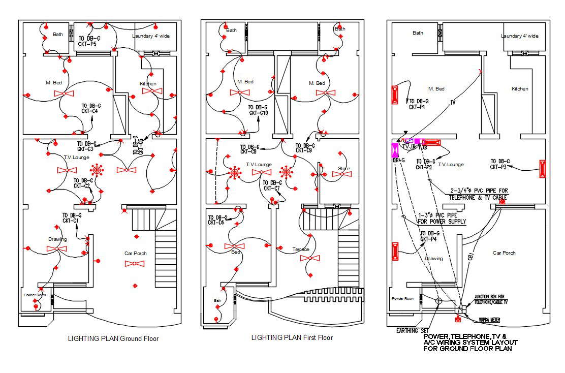 Electrical House Wiring Layout Plan AutoCAD Drawing DWG File - Cadbull