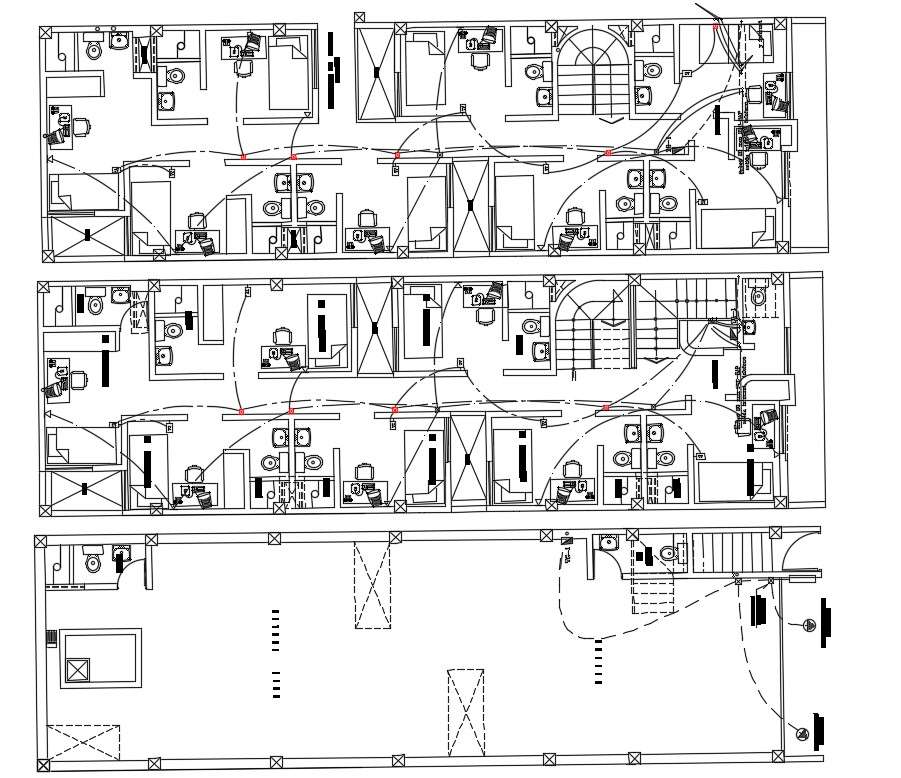 Electrical connection detail of 6x20m hotel plan is given in this Autocad drawing file. Download