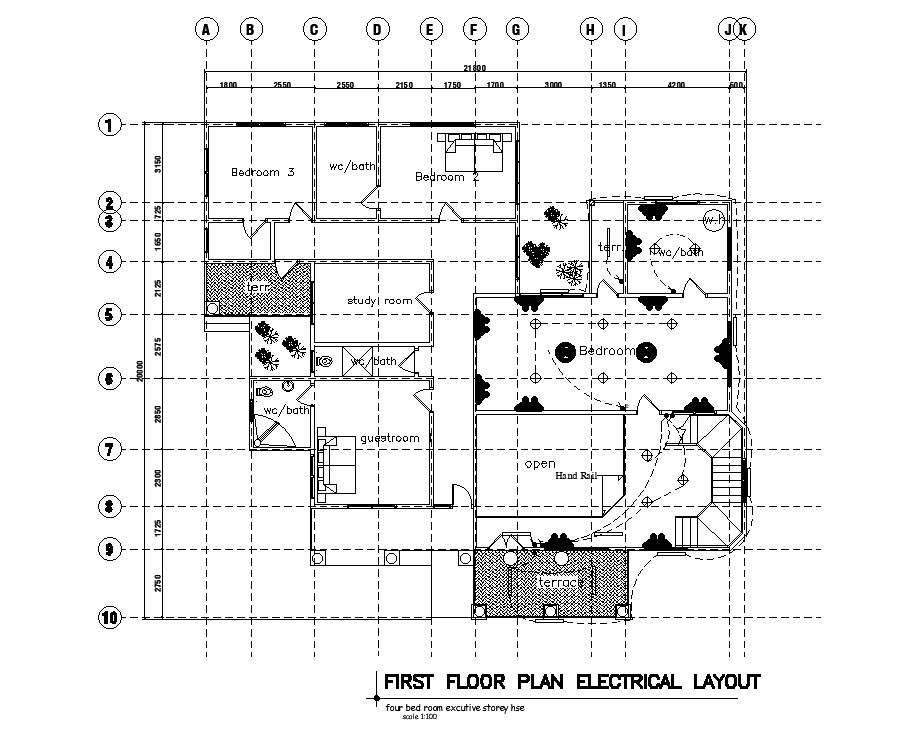 Electrical Layout Of 22x20m First Floor House Plan Is