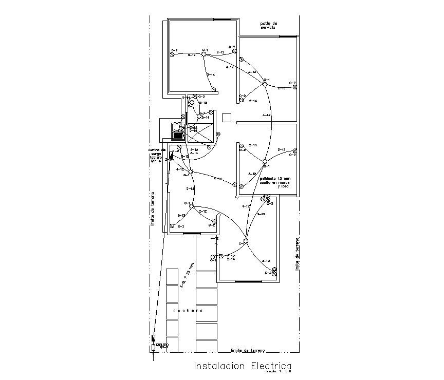 Electrical layout of 7x17m house plan is given in this AutoCAD drawing ...