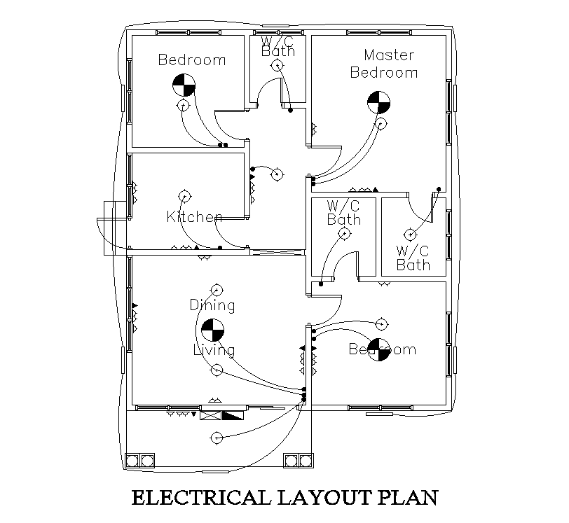 Electrical layout of 9x11m ground floor house plan is given in this ...